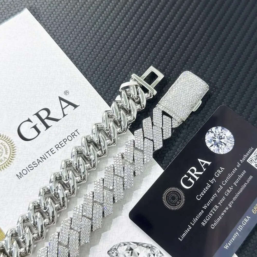 miami cuban link chain necklace designer for men 3 row bling moissanite dia 20MM wide choker iced out chains necklaces prong gold plate rock hip hop j