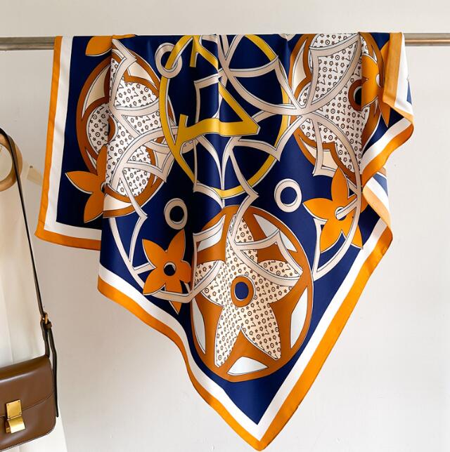 Silk Spring Stripe 22Style Flower Print Designer Women Girl Sunscreen Gauze Scarf Long Scarves Wrap 90X90cm