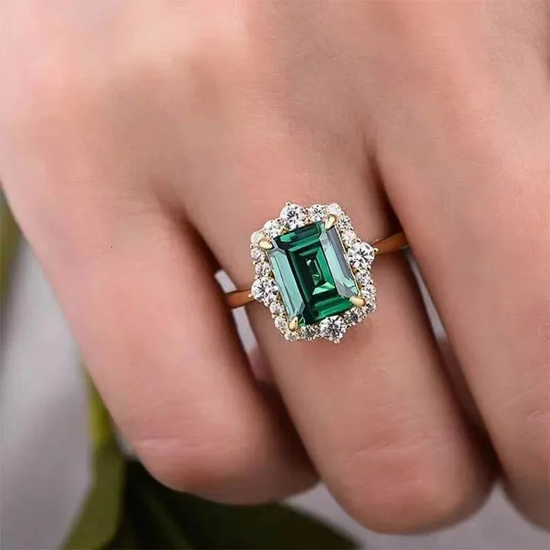 Vintage Emerald 18K Gold Ring Style Colorful Treasure Zircon Ring Wedding Anniversary Gift 240626