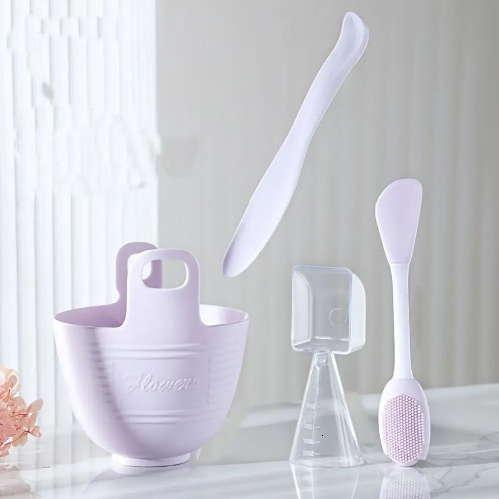 4pcs Face Mask Mixing Bowl Set Includes Silicone Mask BowlMask SpatulaMeasuring ScoopDouble Head Face BrushTool Kit For Mask 240626