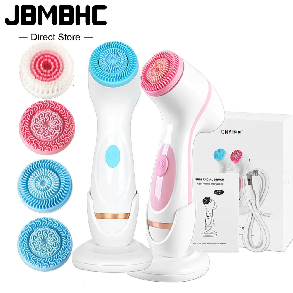 3 In 1 Electric Cleansing Brush Ultrasonic Cleaner Face Massagers Sonic Rotating Cleansing Brush Face Deep Cleansing Tool 240626
