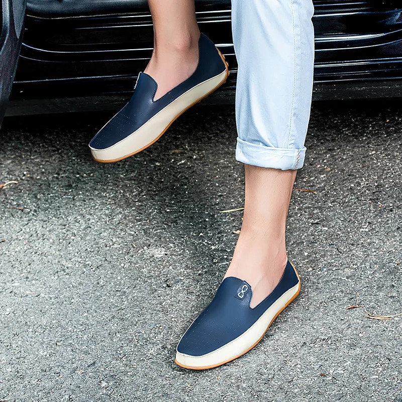Italian Mens Boat Shoes Plus Size 47 Light Leather Mens Loafers Breathable Slip-on Casual Flats Men Driving Shoes Male 240626