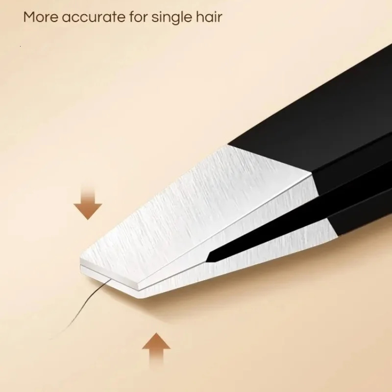 GECOMO Stainless Steel Black Eyebrow Tweezer with Slant and Flat Point Beauty Tools for Eyebrows Ingrown Hair Removal 240626