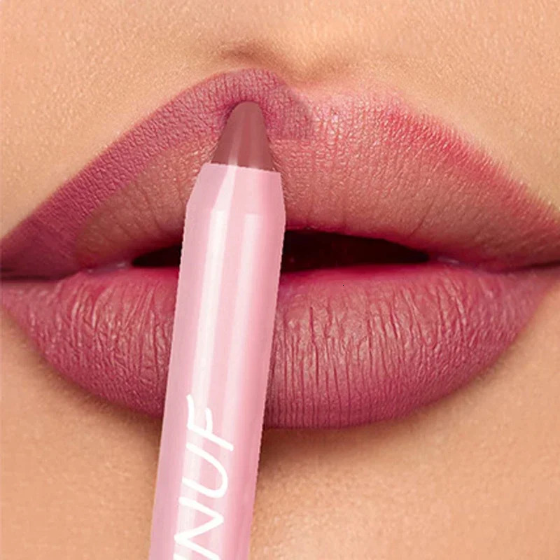 18-Colors Lipstick Pencil Waterproof Sexy Red Matte Contour Tint Lipstick Lasting Non-stick Cup Lipliner Pen Lip Makeup Cosmetic 240626