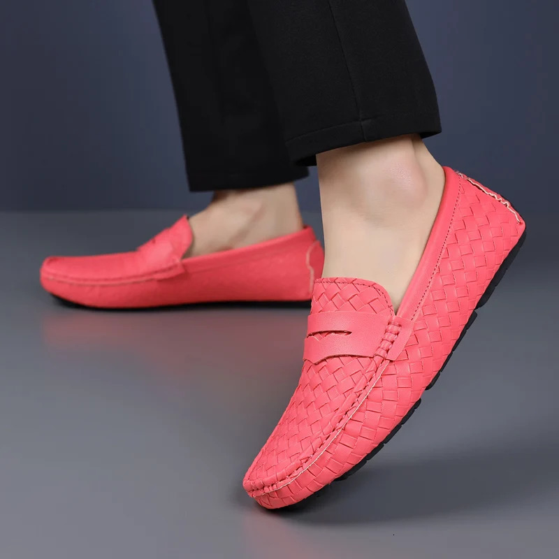 Leather MAEDEF High Shoes Quality Casual Soft Loafers Handmade Moccasins Men Flats Breathable Slip on Boat Shoe