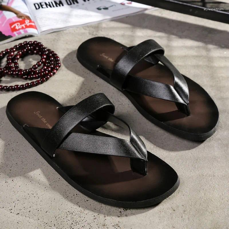 Slippers Mazefeng Brand Sandals Men PU Leather Summer Soft Comfortable Beach Casual Cross Outdoor Slides A29