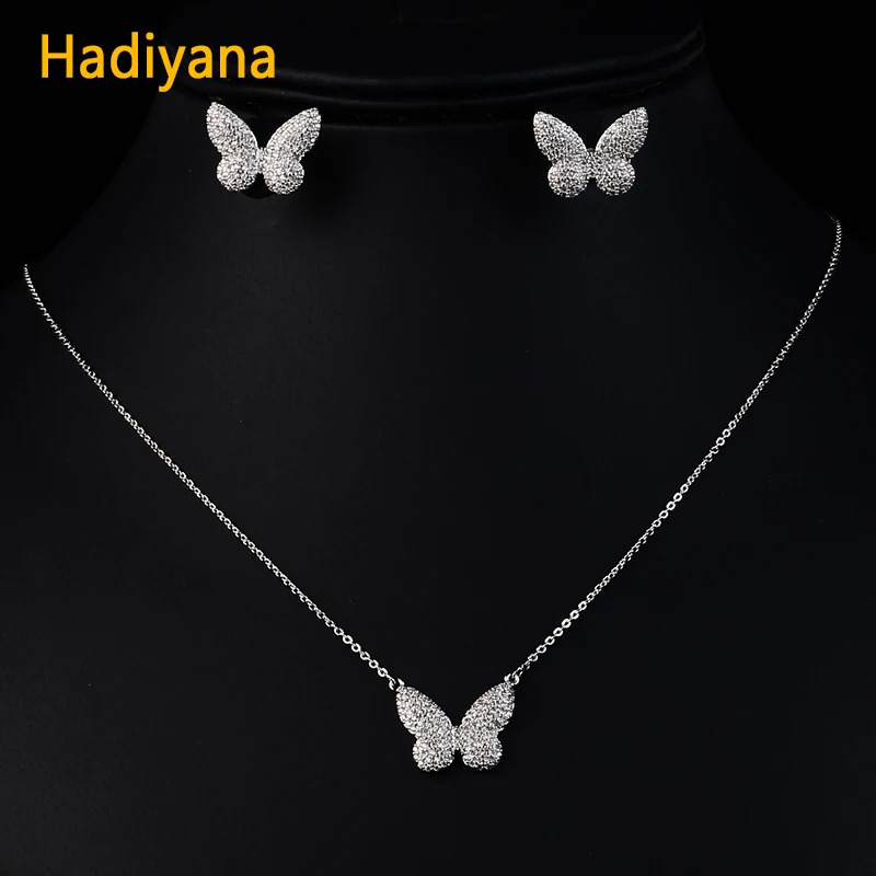 Hadiyana Elegant Butterfly Pendant Jewelry Set For Young Woman Gift sale Mexico Fashion Jewelry With Sparkling Zirconia CN294 240627