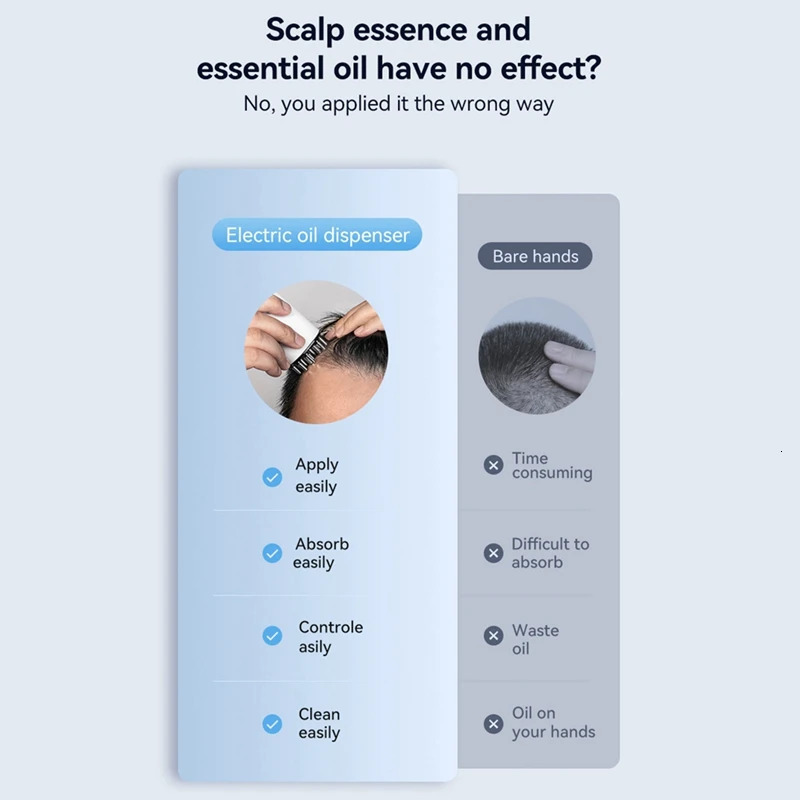 3-In-1 Vibrating Hair Oil Applicator Hair Treatment Massager Red Lights With 70Ml Storage Hair Treatment Growth Applicator 240626