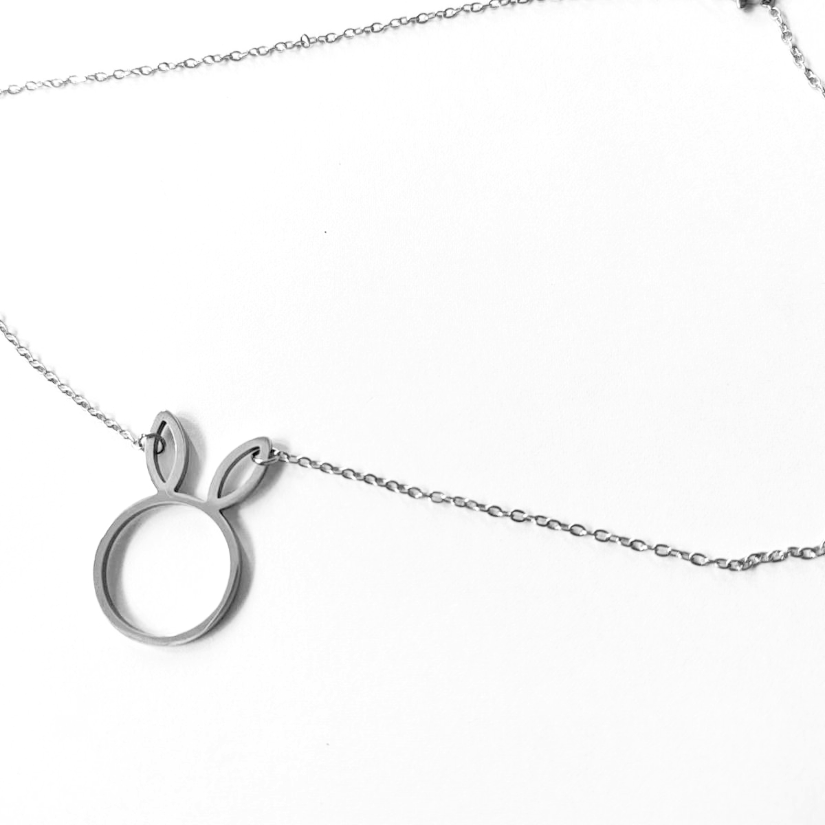 Stainless Steel Cute Bunny Rabbit Ear Head Shape Necklace Pet Baby Hare Cartoon Animal Outline Cat Pendant Collar for Women Girl