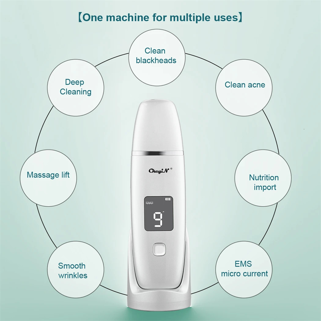 EMS Ion Ultrasonic Cleaner Multi-functional Skin Scrubber Pores Cleansing Anti Blackhead r Skin Care 240626