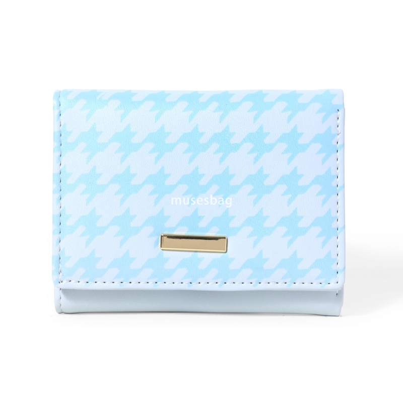 Fashionable Women's High end Fashionable Classic Wallet 30% Discount PU Cute Pattern Thousand Bird Grid Short Practical Multi functional Student 