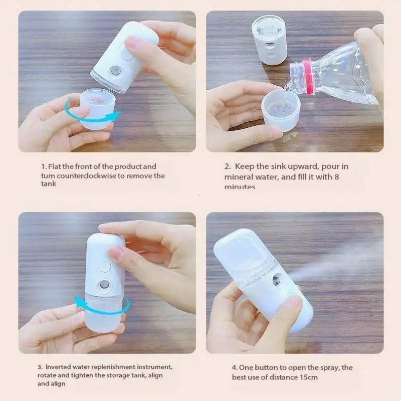 White Hydration Meter Nano Spray Hydration Meter Face Hydration Disinfectant Machine Humidifier Small Steam Face Home Use 240626