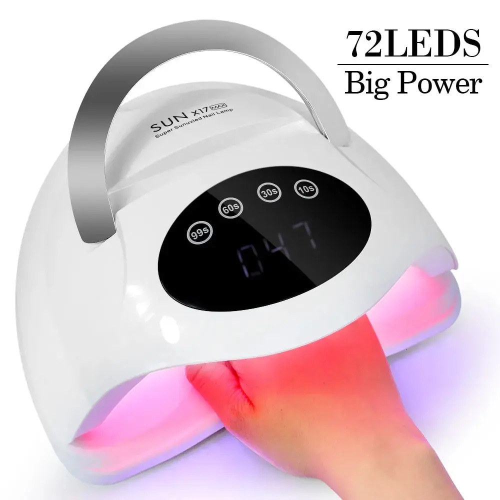 X17 MAX UV LED Nail Lamp For Drying Gel Nail Polish Professional 72 LEDS Nail Dryer Light With Touch Screen Timer Auto Sensor 240626
