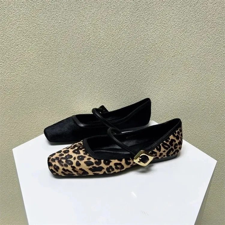 Spring Fashion Womens Flat Ladies Round Toe Leopard Print Casual Slip-on Outdoor Mary Jane Shoes atos 240627