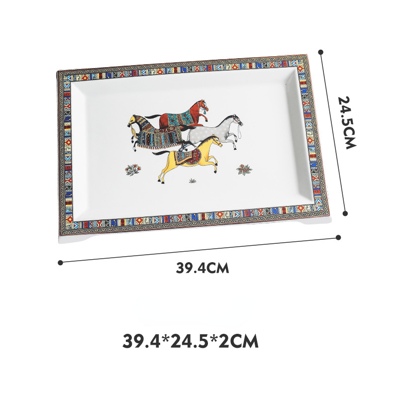 Square Plate European Creative Mosaic Edge Coffee Afternoon Tea Cutlery Tray Steak Western Dessert Ceramic Plate