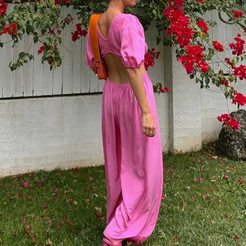 Basic Casual Dresses Women Women's Summer New Fresh Solid Color Bubble Sleeves Large hem Dress 661