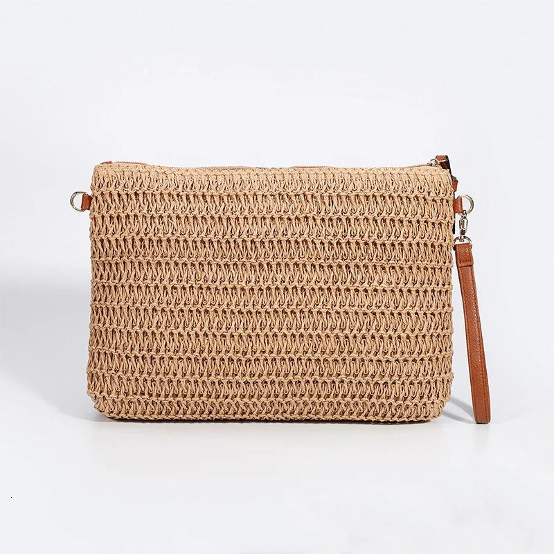 Fashion Embroidered Sequins Clutch Bag for Women Flower Straw Shoulder Crossbody Bags Summer Party Bag Vacation Big Purses 240627