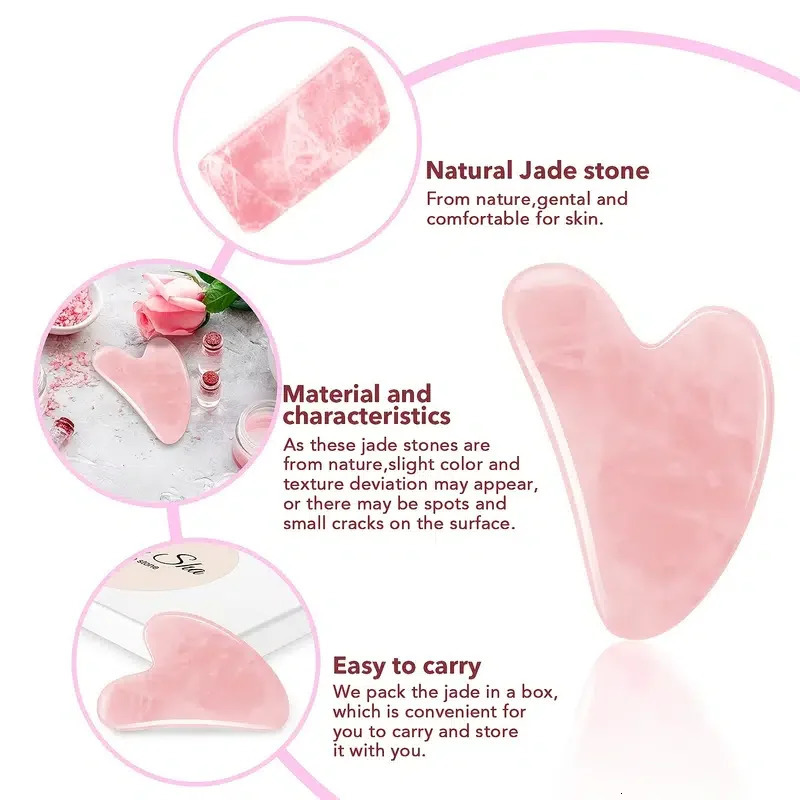 Natural Stone GuaSha Jade Beauty Scraping Massage Tools Firm Skin Care Face Gua Sha SPA Physical Gue Che Roller 240626