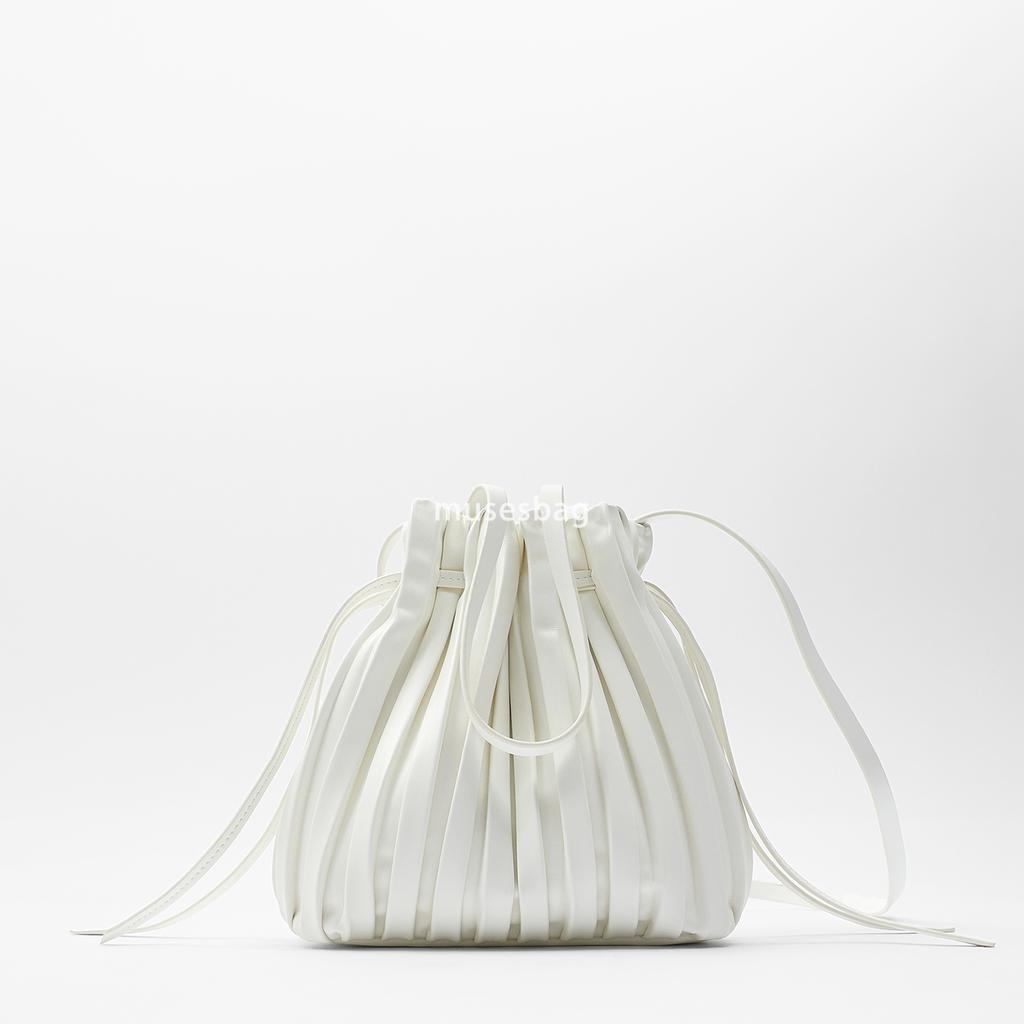 Women's Bag New High Quality Large Capacity Versatile Mini Bucket Bag High Quality Small Pleated Strap Mouth Single Shoulder Crossbody Handbag