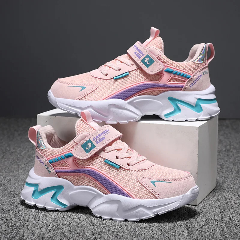 Childrens casual pink girls breathable mesh summer student childrens sports walking shoes 240627 XJ260303