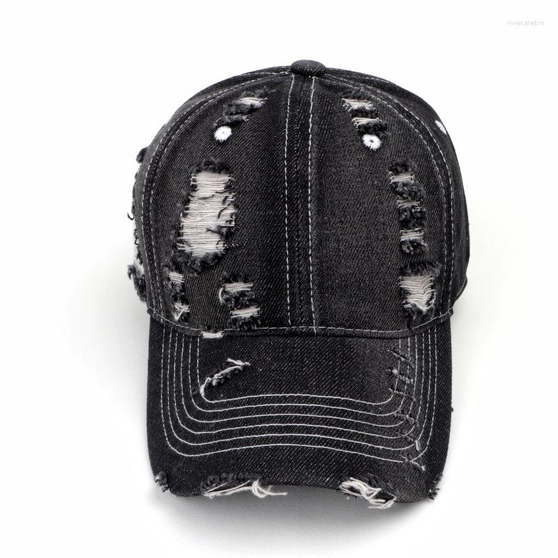 Ball Caps Hat Men's Spring And Summer Denim Ripped Peaked Cap Female Personality Street Fashion Baseball Sun Protection