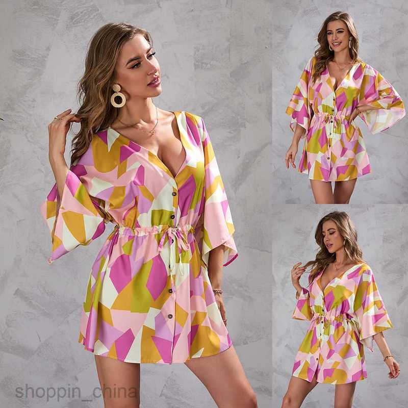 Basic Casual Dresses Women Dress Women's summer printed loose 5/4 sleeve dress