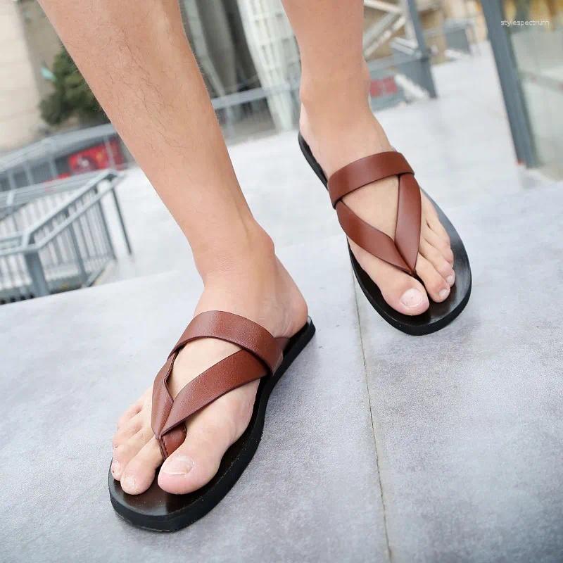 Slippers Mazefeng Brand Sandals Men PU Leather Summer Soft Comfortable Beach Casual Cross Outdoor Slides A29