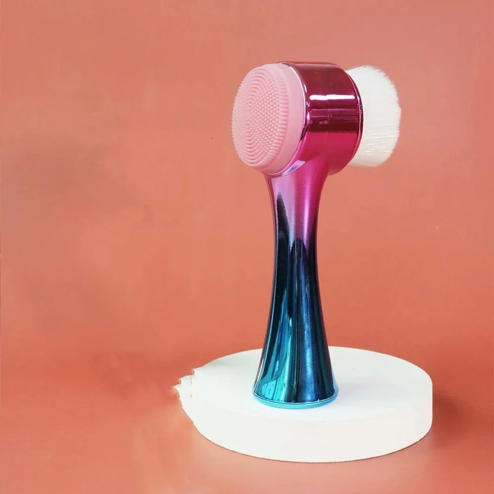 2 In 1 Gradient Cleansing Brush Face Pore Exfoliatoring Blackhead Removal Cleanser Massage Brush Double-Sided Clean Tools 240626
