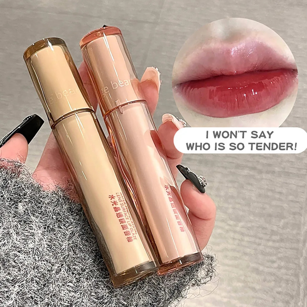 Gege Bear Crystal Lip Glaze Mirror Juicy Finish Non Sticky Moisturizing Dry Lips Plumping Lip Gloss Korean Style 240626