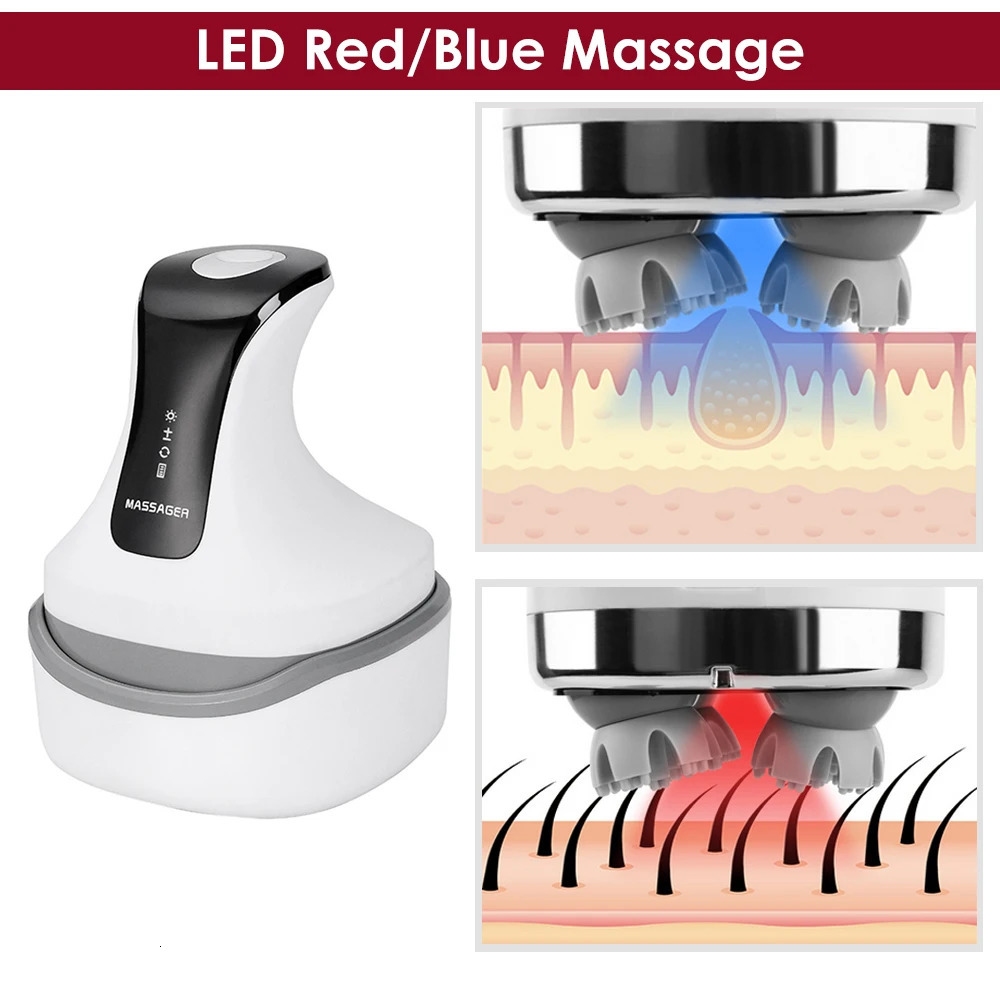 4D Smart Head Scalp Massager Wireless Electric Kneading Head Massage Machine Red and Blue Light Scalp Massage Device 240626