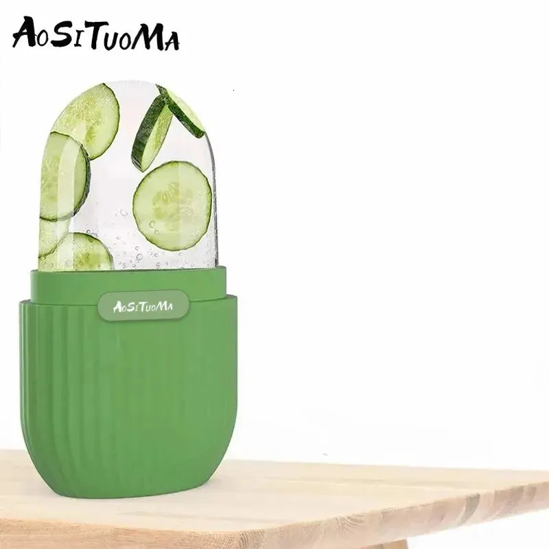 Silicone Ice Face Roller Contour and Shrink PoresDark CirclesMassage Skin Beauty Roller for EyesNeckCare Tool 240626