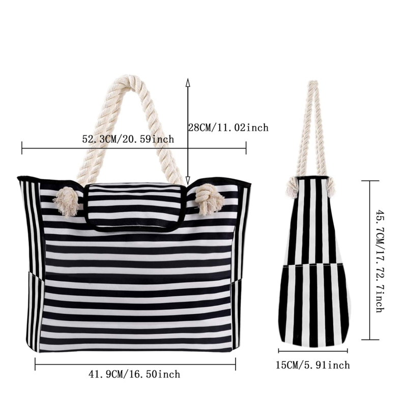 Casual Striped Canvas For Women Large Capacity Shoulder Daily Shopping Totes Student Bookbag for School Travel Beach Bag H6.27#26.8 ddmy ef65