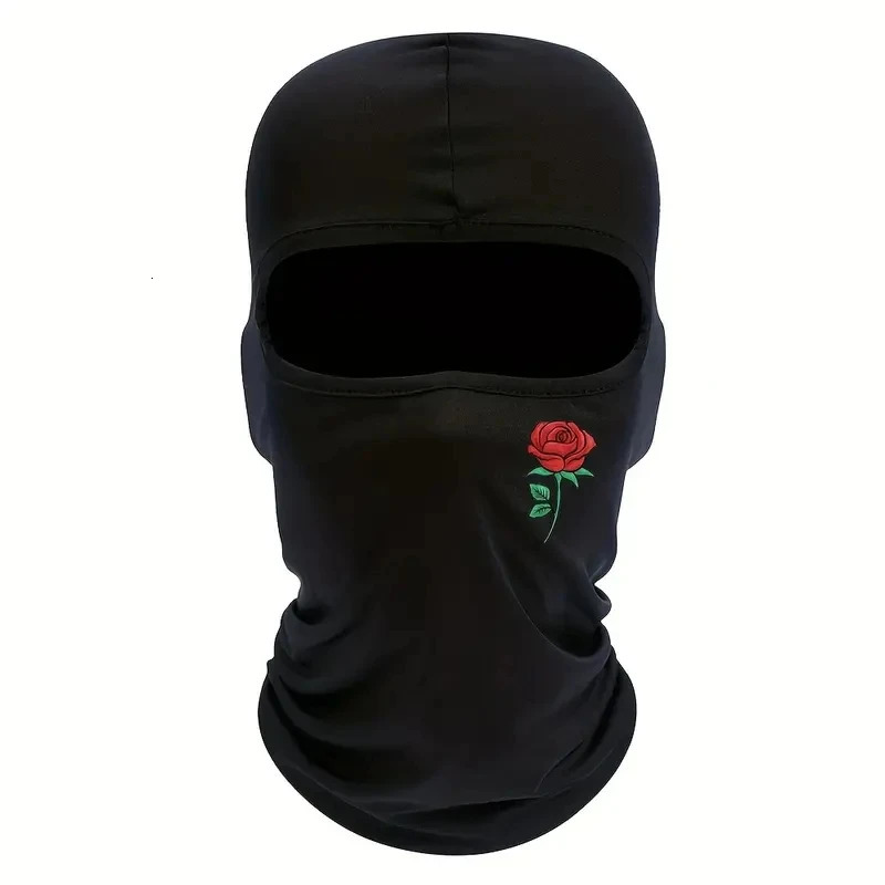 1PC Fashion Retro Rose Print Ski Mask For Men And Women Balaclava Face Mask for Outdoor Cycling 240626