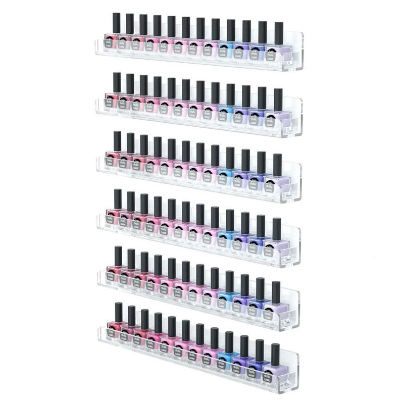1/4 Layer Nail Polish Display Rack Transparent Acrylic Storage Holder Art Tools Lipstick Organizer Wall-mounted Shelf 240627