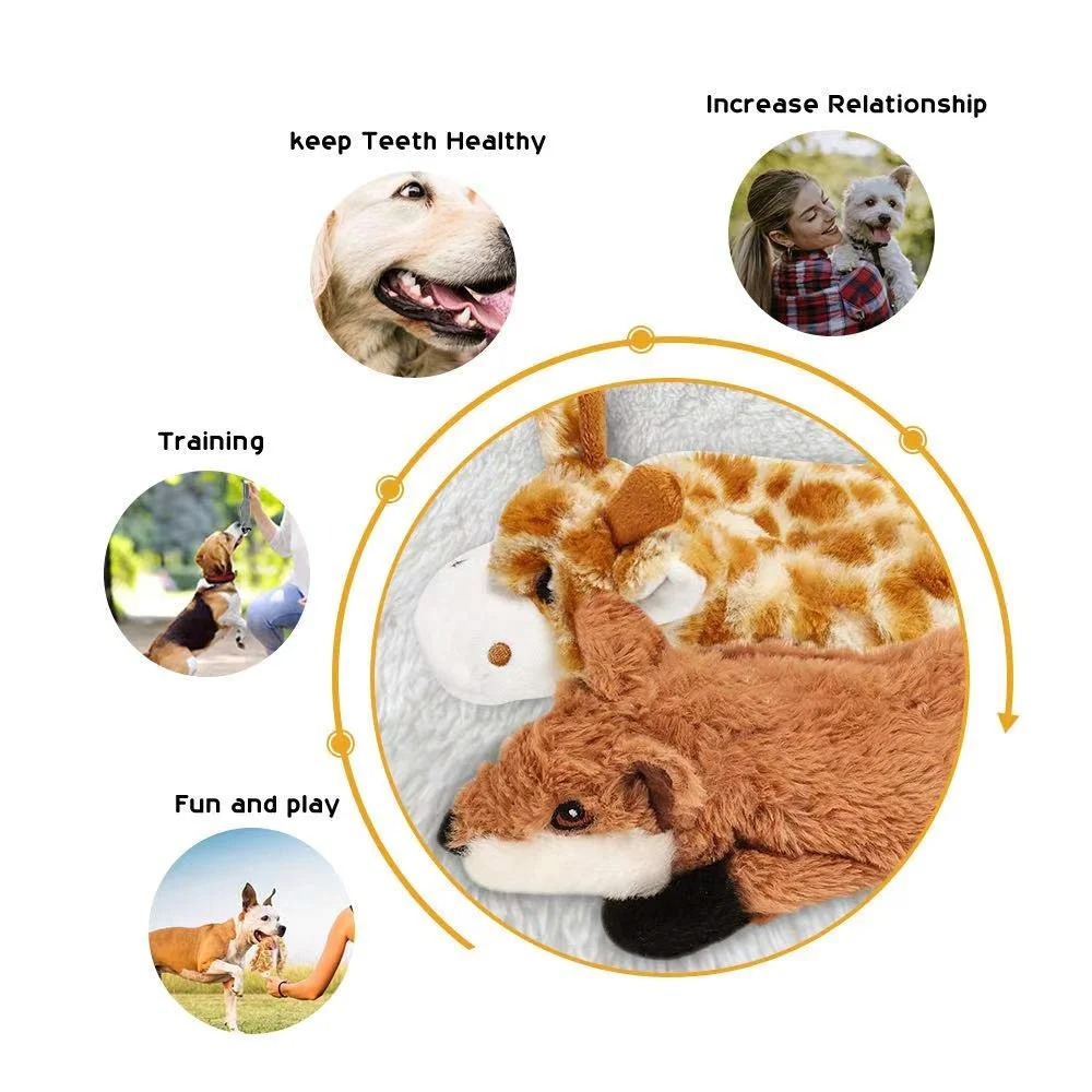 Chew Squeaker Squeaky Pet Plush Stuffingless Fox Fur Toys For Small Medium Large Dog Pets Supplies 1PC Free shipping