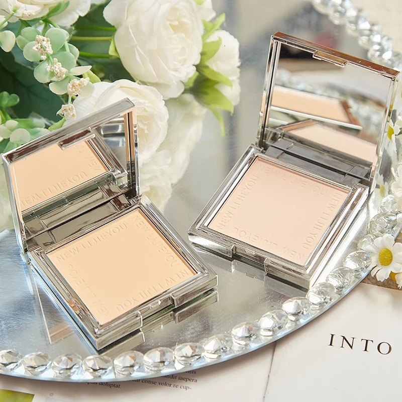 Waterproof powder with mirror durable makeup full face coverage compact powder cosmetics base 3 colors 240627
