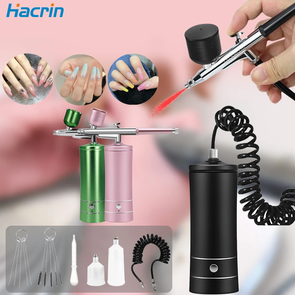 Airbrush Nail Cordless Portable Airbrushes Air Hose Extension Spray Gun With Compressor for Nails Art Painting Makeup Cake K10 240627
