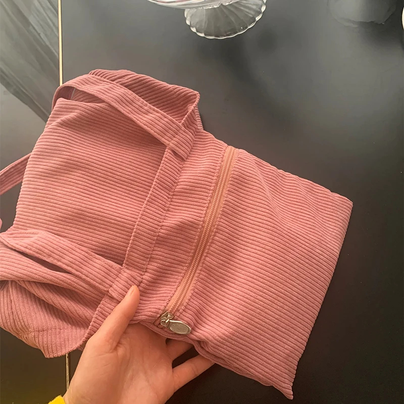 JIOMAY Corduroy Totes Bags for Women Shoulder Bag Female Soft Environmental Storage Reusable Girls Handbag Shopper Tote