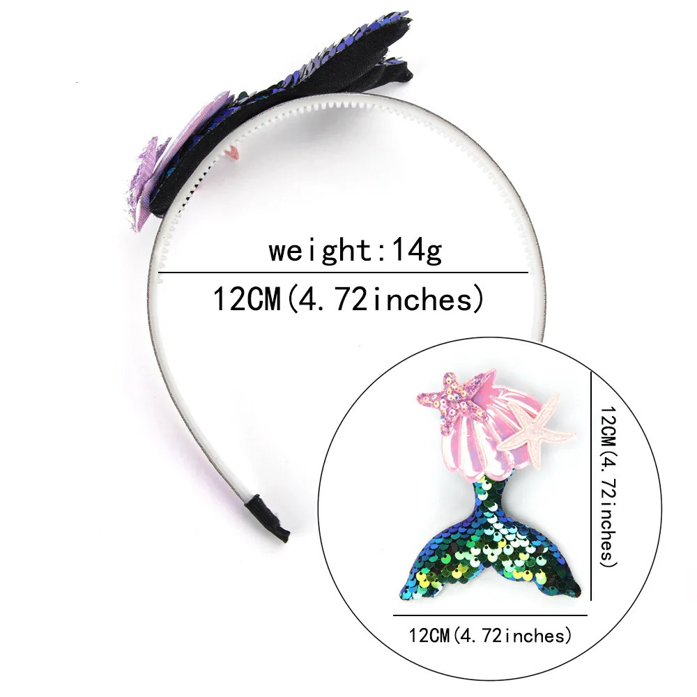 Girls Hairbands Mermaid Headwear Color Sequin Shells Shiny Princess Sweet Childrens Hair Accessories Po Prop Party Headbands 240625