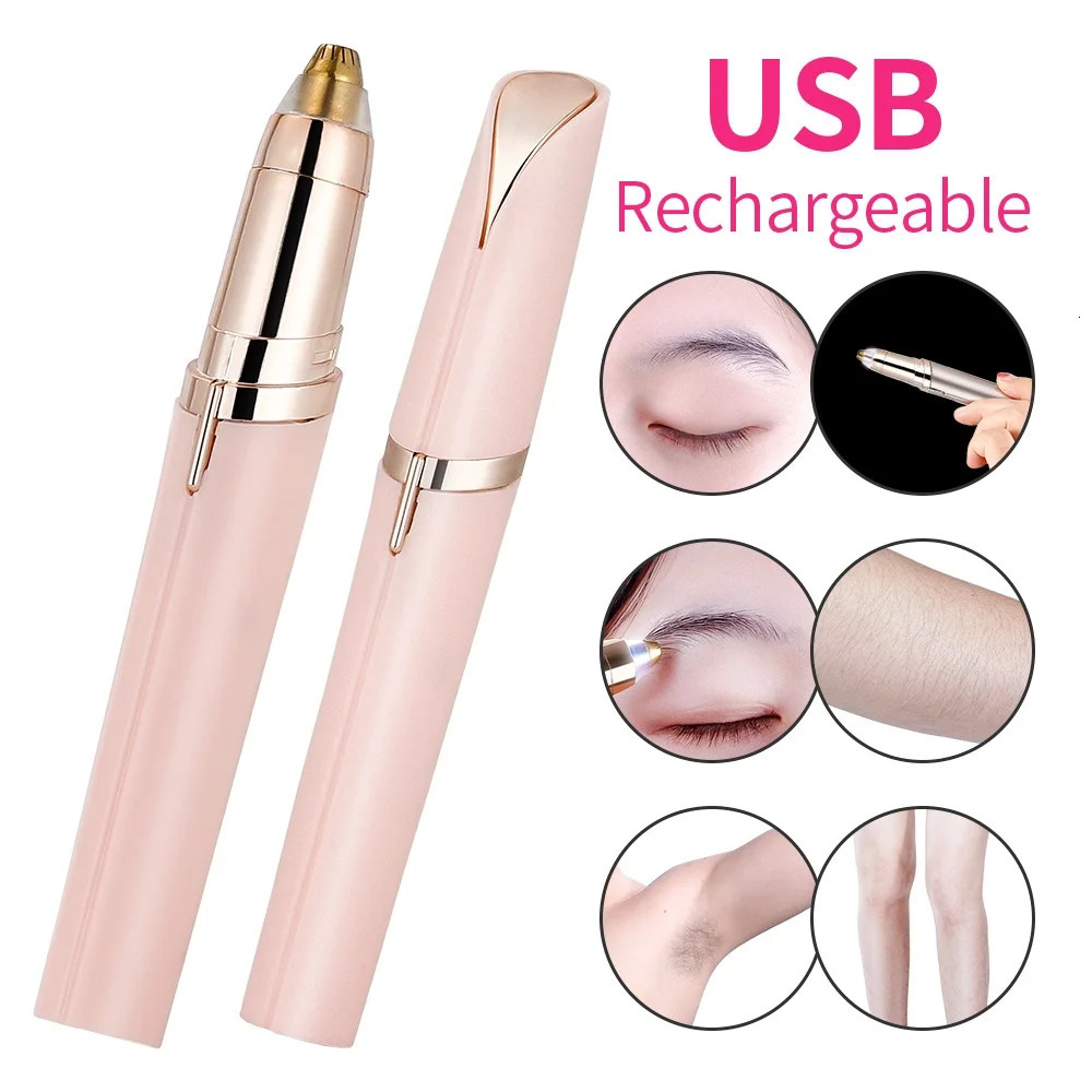 Electric Eyebrow Trimmer Mini Eyebrow Epilator Portable Facial Hair Shaver Lip Hair Nose Hair Removal Razor Women Trimmers 240627
