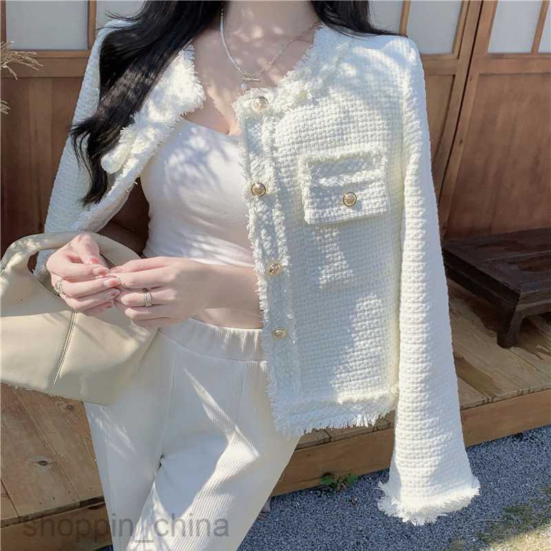 Women Jackets Coats New Spring and Autumn Versatile White Fragrant Coat Women's Unique and Unique Design Short Top