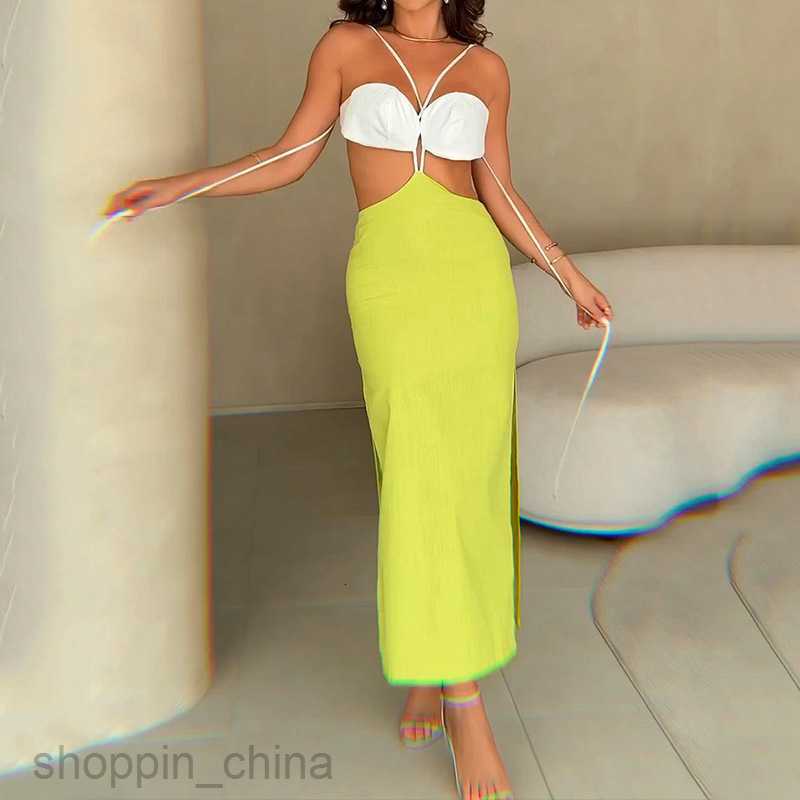 Basic Casual Women Dresses Fashionable Women's New Fashionable and Sexy Lace up and Strap Colorful Dress