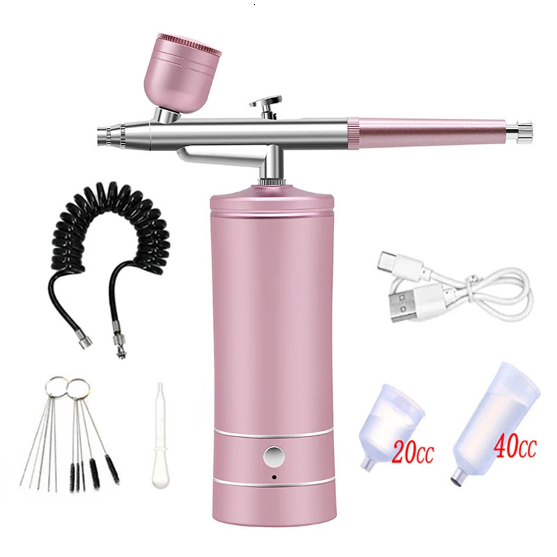 Nano Fog Mist Sprayer Mini Air Compressor Kit Air-Brush Paint Spray Gun Airbrush For Nail Art Tattoo Craft Cake 240627