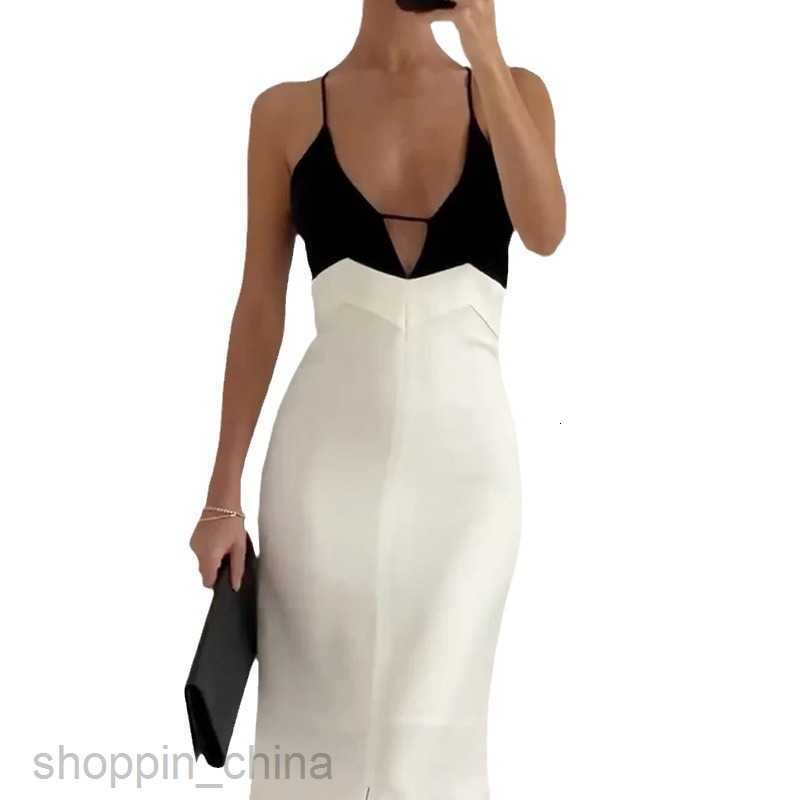 Basic Casual Women Dresses Fashionable women's clothing new sexy sleeveless suspender color blocking dress