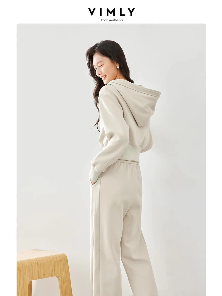 Vimly Womens Tracksuit 2 Piece Pant Sets Spring in Matching Set Zipup Cropped Hoodie Jacket Wide Leg Sweat Women 240627