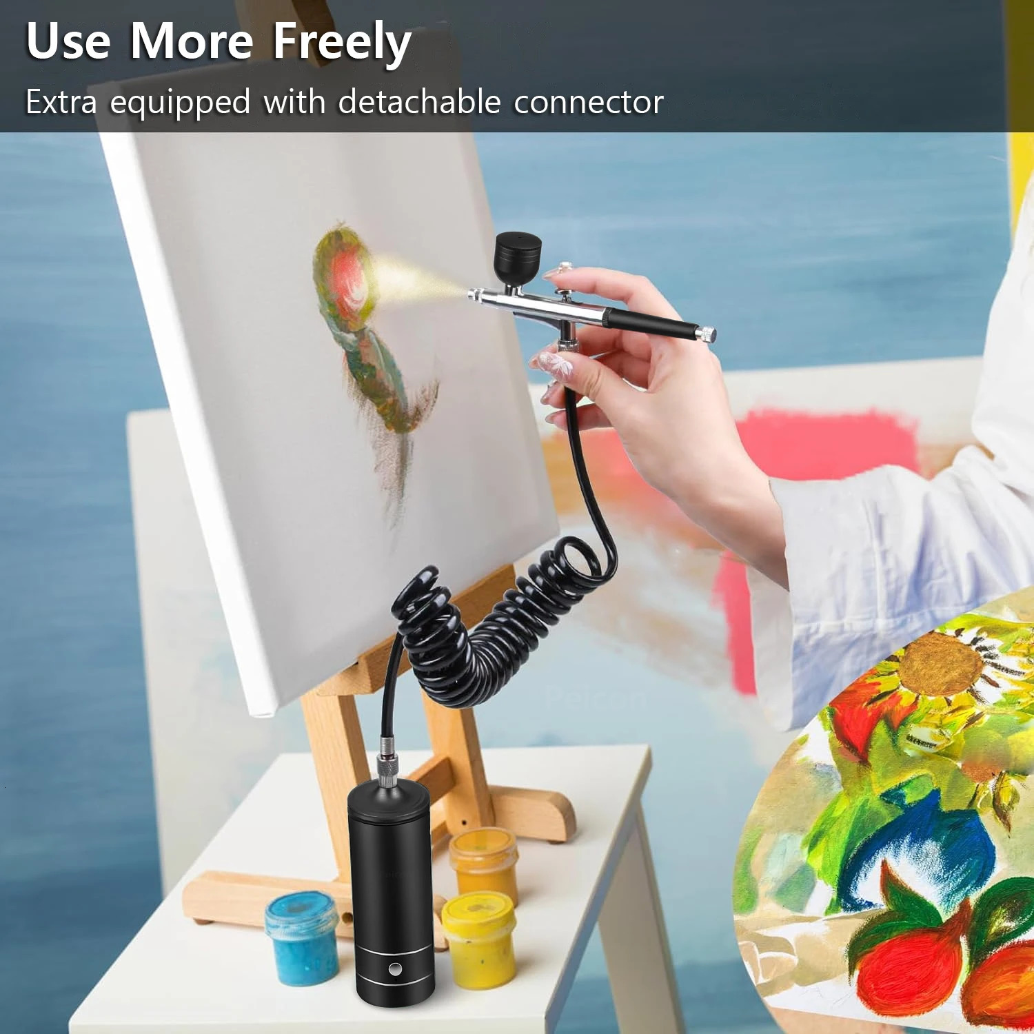 Airbrush Nail With Compressor Portable Air Brush Nails Compressor For Nail Art Paint Model Painting Crafts Wireless Spray Gun 240627