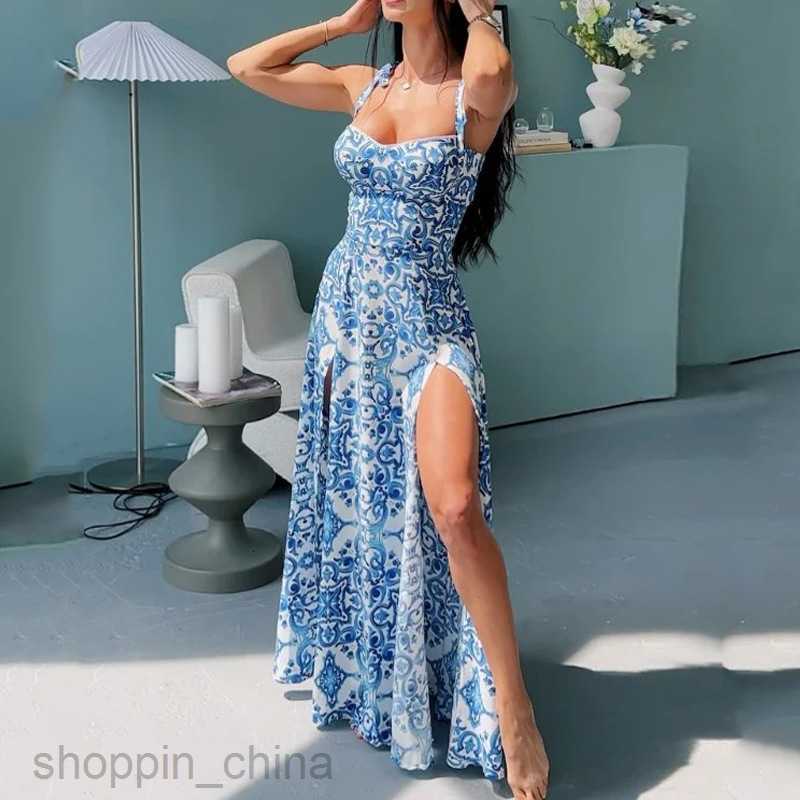 Basic Casual Women Dresses Women's long skirt, summer new fashionable and sexy camisole slit loose fitting dress