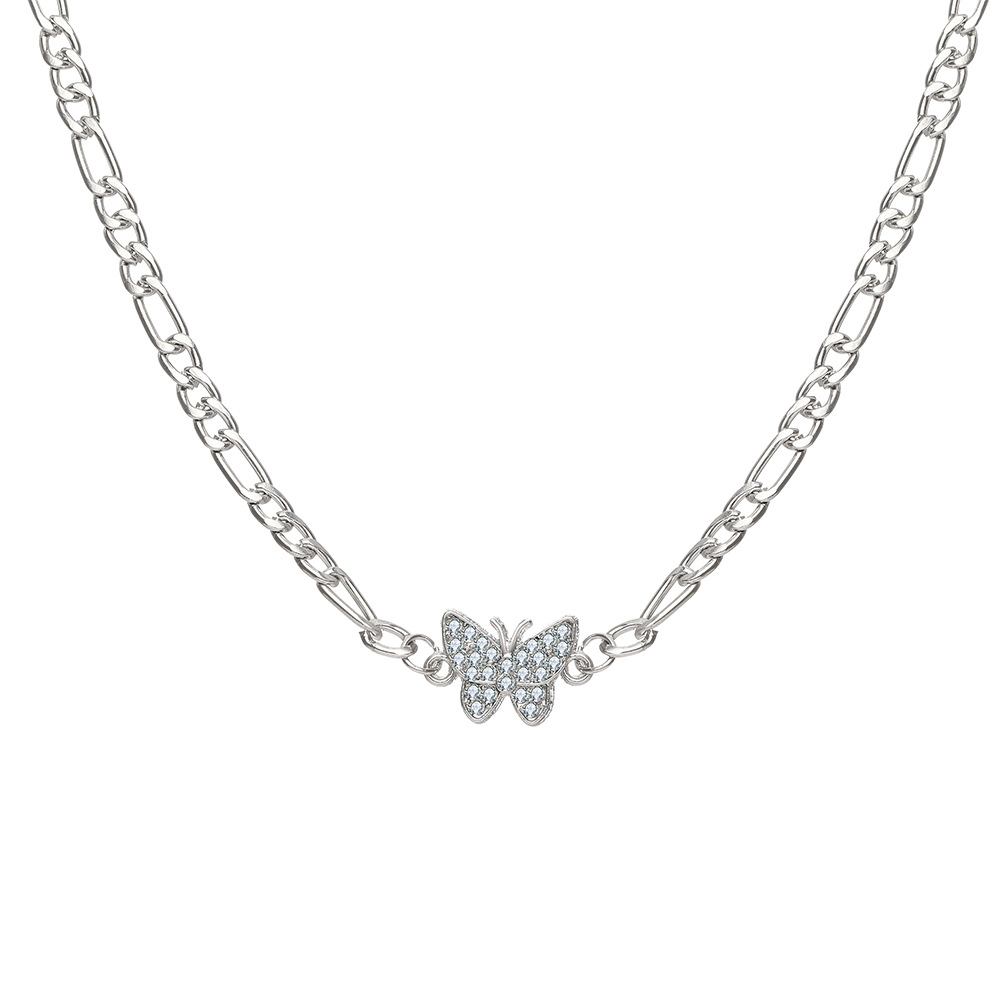 Women Jewelry Butterfly Pendant Necklace Female Rhinestone Shining Statement Crystal Charm Choker Necklace for Woman Gift