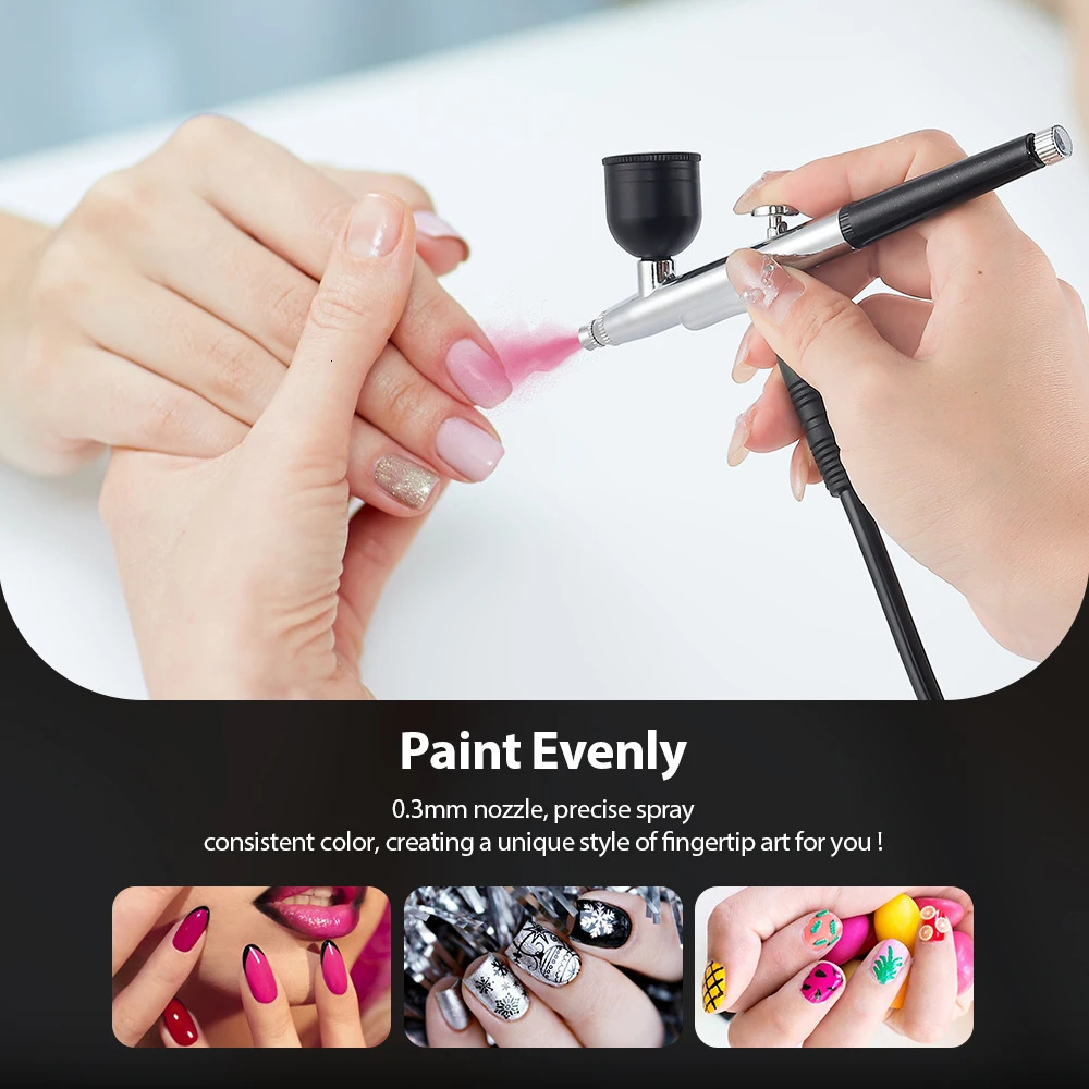 150cm Air Tube Portable Nails Airbrush Kit Compressor Cake Pastry Painting Sprayer Makeup Barber Nail Paint Spray Gun 240627