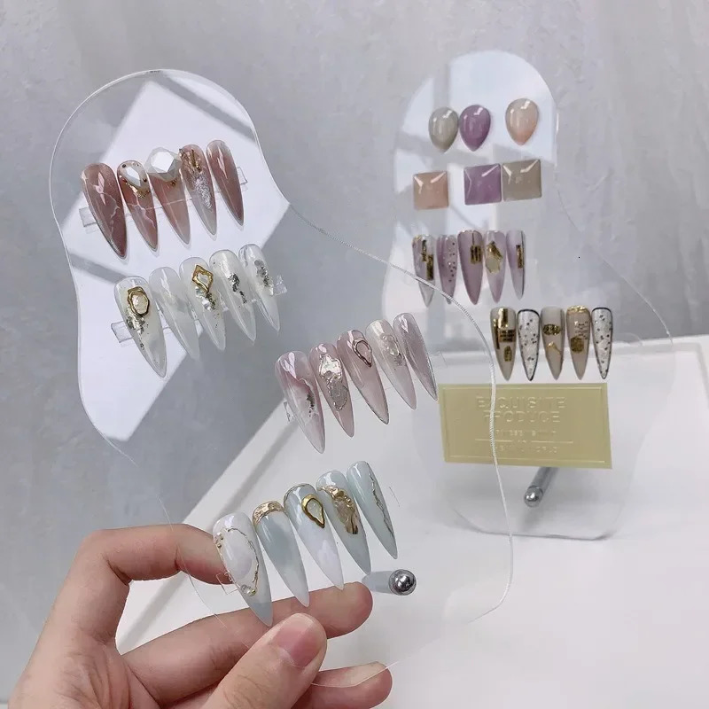Irregular Acrylic Nail Art False Tips Display Board Transparent Nail Gel Polish Display Stand Manicure Showing Shelf 240627